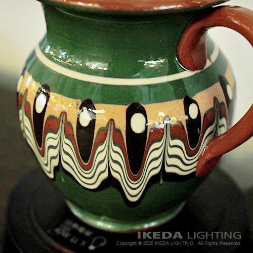 トロヤン陶器 テーブルランプ （グリーン） ブルガリア製