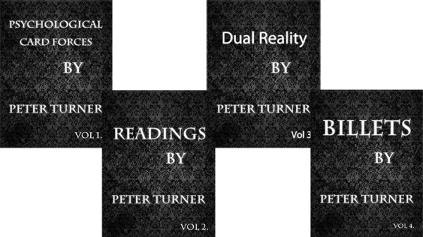 4 Volume Set of Reading, Billets, Dual Reality and Psychological Playing Card Forces by Peter Turner