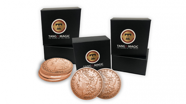 Copper Morgan Expanded Shell plus 4 four Regular Coins (Gimmicks and Online Instructions) by Tango