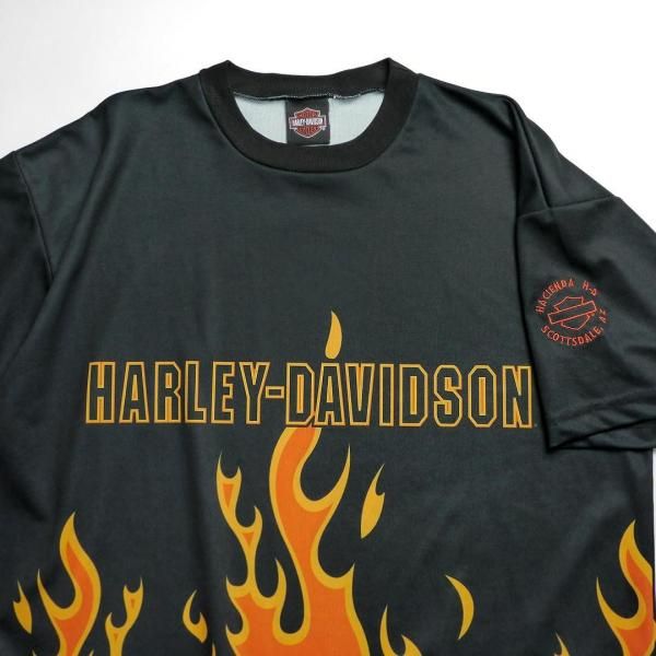 00s HARLEY DAVIDSON ファイヤーパターン ゲームシャツ アメリカ