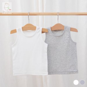 【メール便OK(03)】PUPO タンクトップインナーシャツ 外縫い仕様 フライス素材 綿100% 無地 ホワイト/グレー 日本製