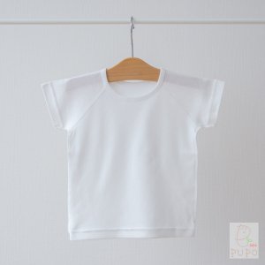 【メール便OK(03)】PUPO なめらかスムース素材の半袖丸首インナーシャツ 綿100％ ホワイト 80cm 90cm 100cm ベビー キッズ 日本製