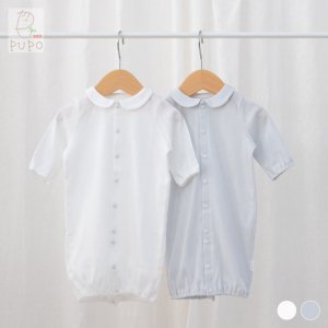 【メール便OK(05)】赤ちゃんの可愛さをより引き立たせる丸襟付き2wayドレス 透かしツリー柄 ホワイト/アイシーブルー