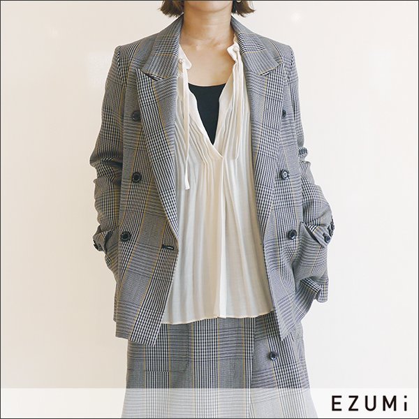 EZUMi(エズミ) チェック柄ダブルピークラベルジャケット YEAW20JK01C GRAY - ARISS online shop /  アリス公式オンラインショップ