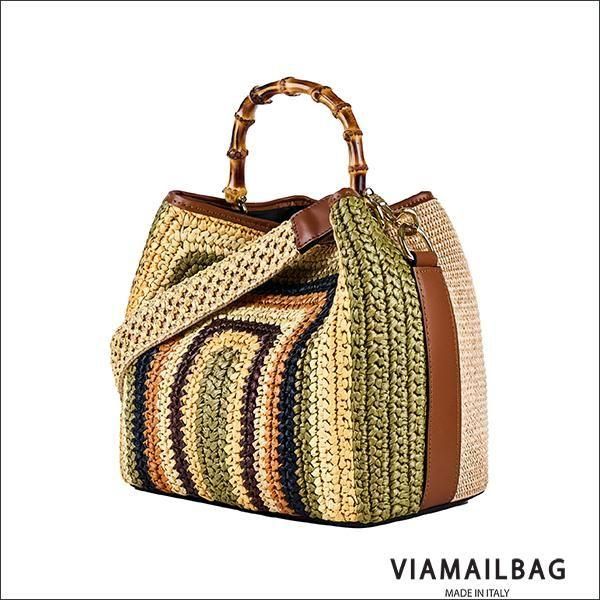 VIAMAILBAG 「Cayos Twist」 ラフィアバケットバッグ Green VIAMAILBAG 「Cayos Twist」 ラフィアバケットバッグ Green