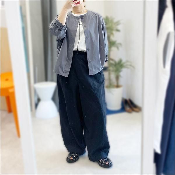 yori ノーカラーコクーンジャケット　ネイビー regleam]ノーカラーコクーンコート | KOBUNSHA SELECT SHOP