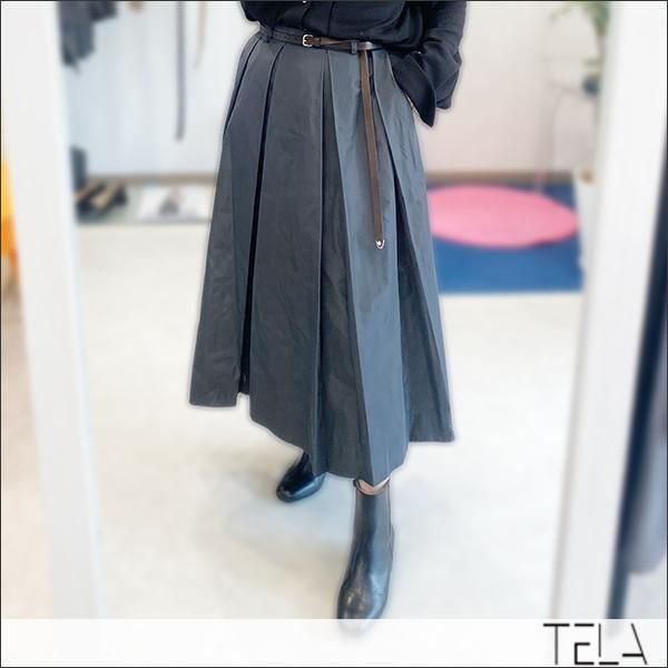 TELA タフタボックスプリーツスカート | CHARLOTTE grey - ARISS