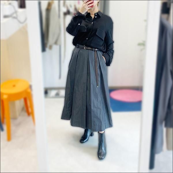 TELA タフタボックスプリーツスカート | CHARLOTTE grey - ARISS