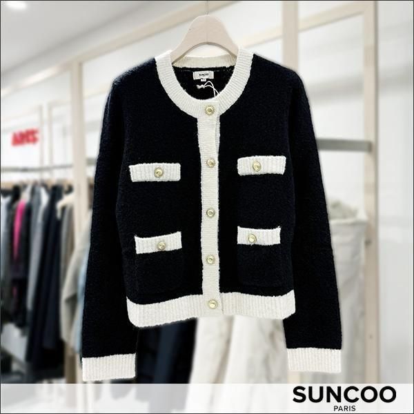 <img class='new_mark_img1' src='https://img.shop-pro.jp/img/new/icons15.gif' style='border:none;display:inline;margin:0px;padding:0px;width:auto;' />SUNCOO (サンクー) バイカラーカーディガン EU02182 black