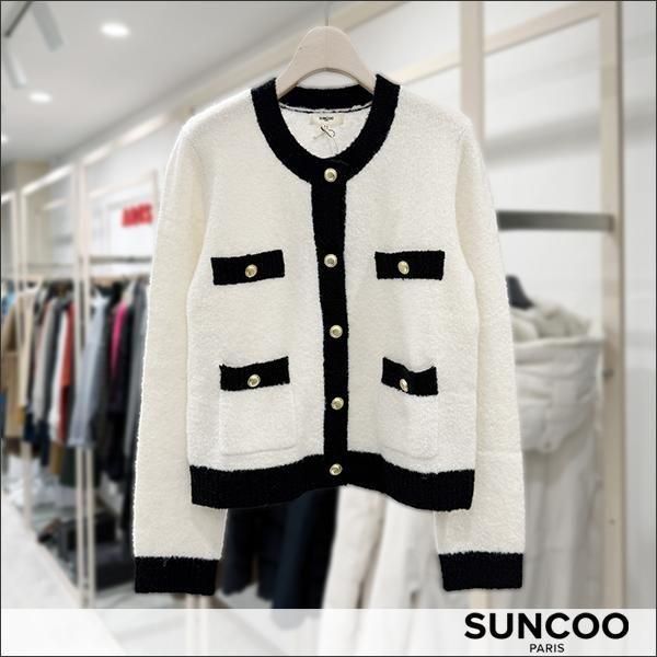 <img class='new_mark_img1' src='https://img.shop-pro.jp/img/new/icons15.gif' style='border:none;display:inline;margin:0px;padding:0px;width:auto;' />SUNCOO (サンクー) バイカラーカーディガン EU02182 white