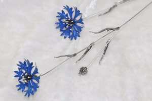 acuoreb*矢車菊　大　青*銀花/永遠の花*ｱｸｵﾚﾌﾞ - 永遠の花　シルバーフラワー　acuoreb（アクオレブ）