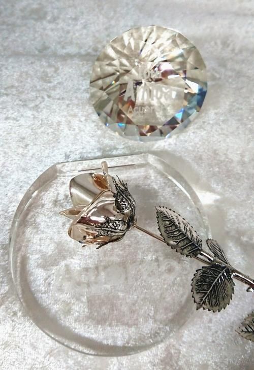 希少！銀座　和光　WAKO シルバー925 薔薇　造花　オレンジ　銀製品　飾り Silver925☆立体お花とハートなリング