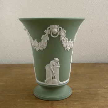 Wedgwood /ウェッジウッドジャスパー/セージグリーン花瓶 