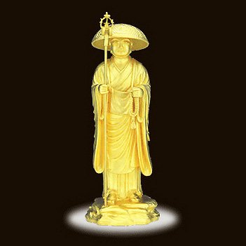 純金製祖師像｜弘法大師 H19cm｜舟谷喜雲：原型制作 - HIKARI GALLERY｜高級縁起物・オーダーメイド