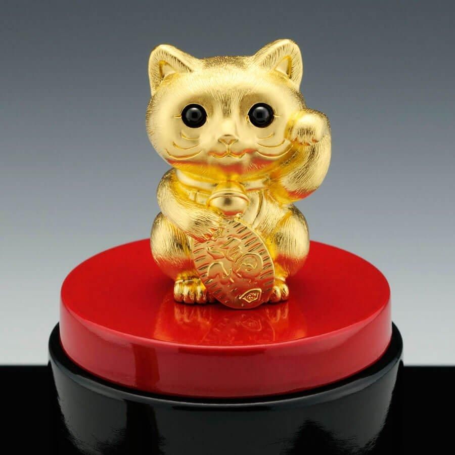 純金製置物 招き猫 Mサイズ 瓢箪型ガラスケース - HIKARI GALLERY 高級縁起物オンラインショップ