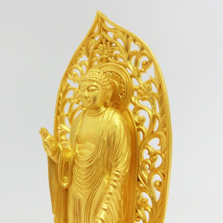純金製仏像 阿弥陀如来 舟型光背 H10cm 舟谷喜雲 2タイプ - HIKARI 