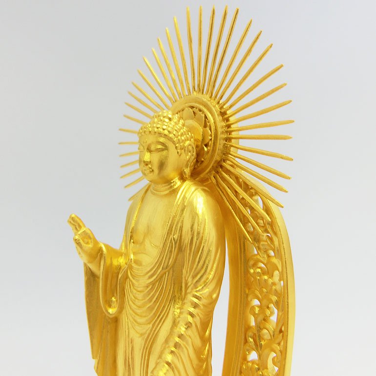純金製仏像 阿弥陀如来 御西光背 H10cm 2タイプ 舟谷喜雲 - HIKARI 