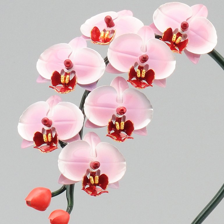 純銀製置物 胡蝶蘭1本立て ピンク色 - HIKARI GALLERY オーダーメイド 