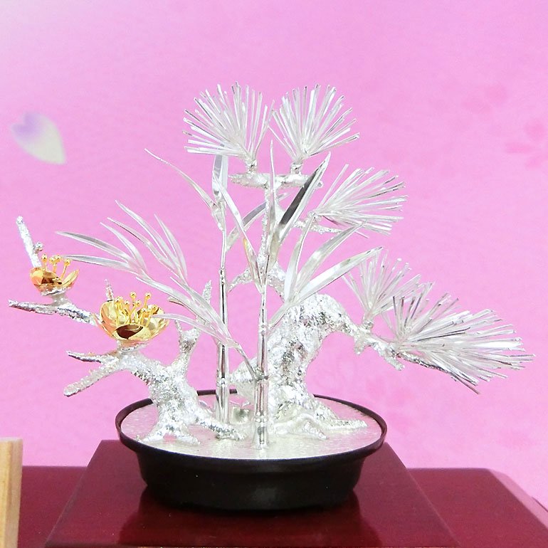 純銀製置物 盆栽 松竹梅 - HIKARI GALLERY オーダーメイド・高級縁起物オンラインショップ