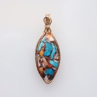 Turquoise Copper Oystershell Wire Pendant
