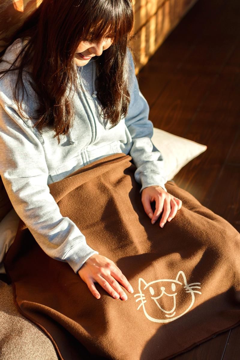 フリース ブランケット CAT LOVER 猫 ナチュラル チョコレート ネコ