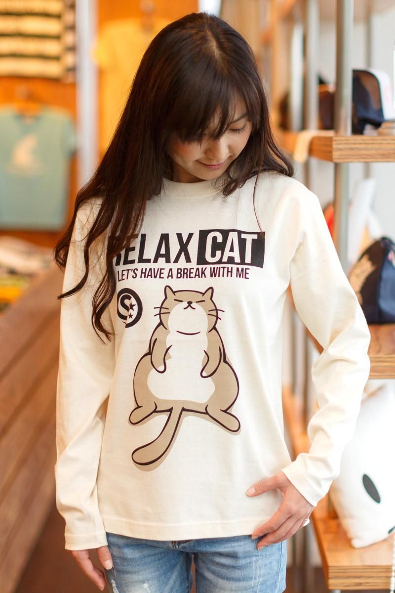 長袖 Tシャツ ロンT メンズ レディース 猫 RELAX CAT
