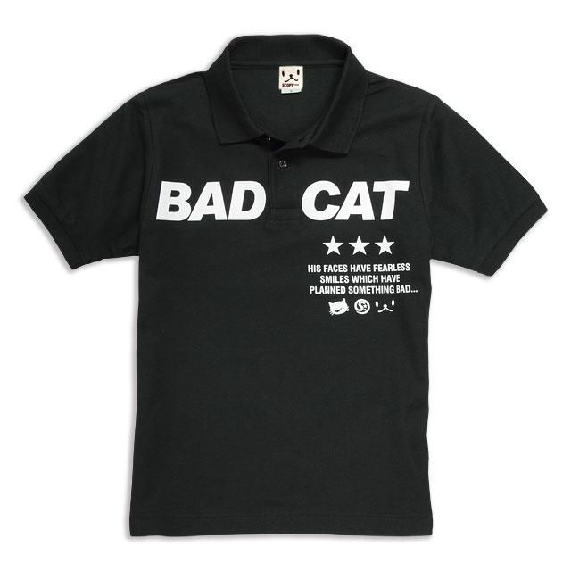 ポロシャツ メンズ レディース 半袖 猫 BAD CAT - ブラック ネコ