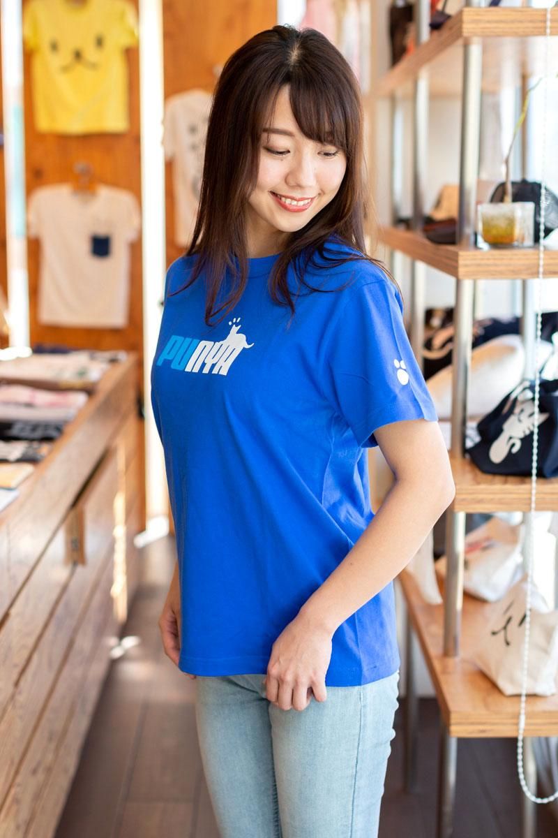 Tシャツ メンズ レディース 半袖 猫 PUNYA - ロイヤルブルー
