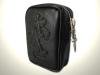 SG-LEATHER Zipper Cigarette Case w/ Guns Cross Leather Patch