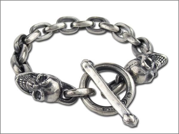 GABOR SMALL OVAL LINKS 2 SKULL BRACELET | eclipseseal.com