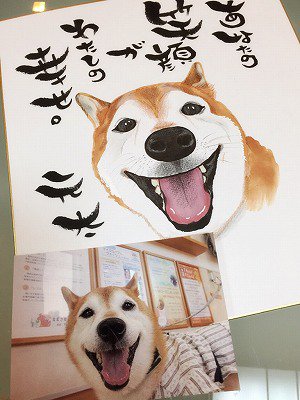 手描きペット似顔絵心書色紙 - ハートアート工房神田（旧　きぬ工房神田）