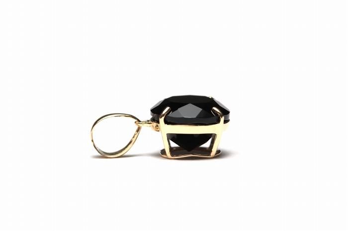 モリオン(黒水晶)ペンダントトップ【オーバルカット】[K18使用 モリオン(黒水晶)ペンダントトップ【オーバルカット】[K18使用