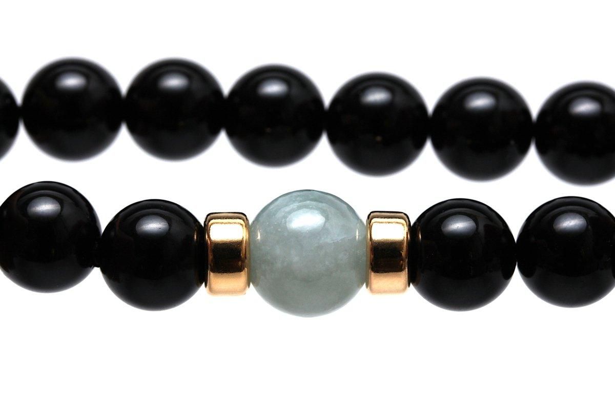 出雲大社浄化モリオン(黒水晶)＆糸魚川翡翠ブレスレット【10・12mm玉