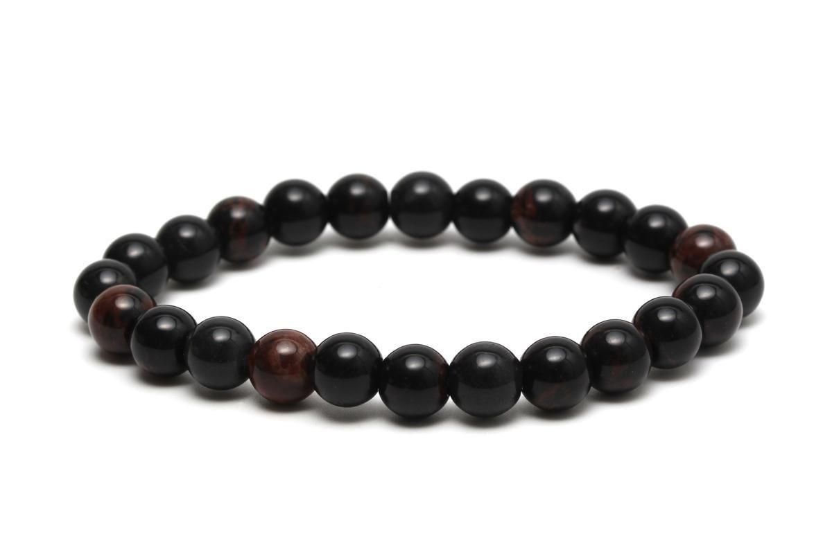 北海道産オブシディアン(十勝石)ブレスレット【8mm玉】OBSBR-011