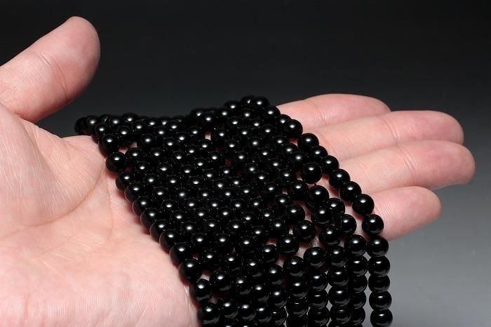AAAランク】モリオン(黒水晶)ビーズ【6mm】半連(約20cm)～ MOBMO