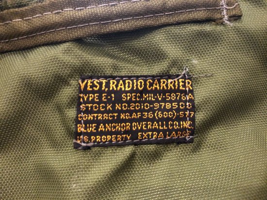 50年代 USAF E-1 ラジオベスト - CA. used clothing and books