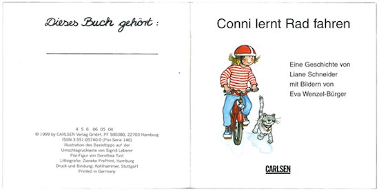 Conni lernt Rad fahren（ピクシー絵本1208_自転車にのるコニーちゃん）