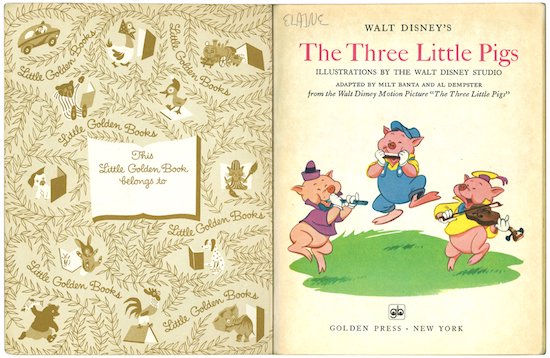 Three Little Pigs（三匹のこぶた／1971年版） -  ピクシー絵本とリトルゴールデンブック専門、ヴィンテージ絵本の通販ショップ「ブッククーリエ」です。大量購入もご相談ください。
