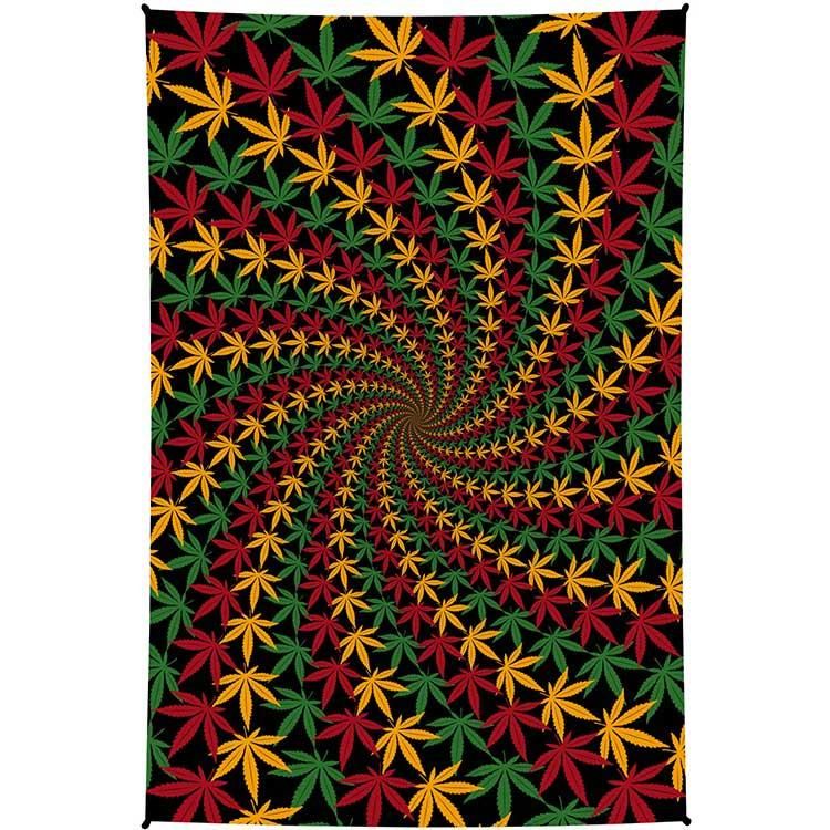 3Dタペストリー - ラスタリーフスパイラル 228×152cm - headshop