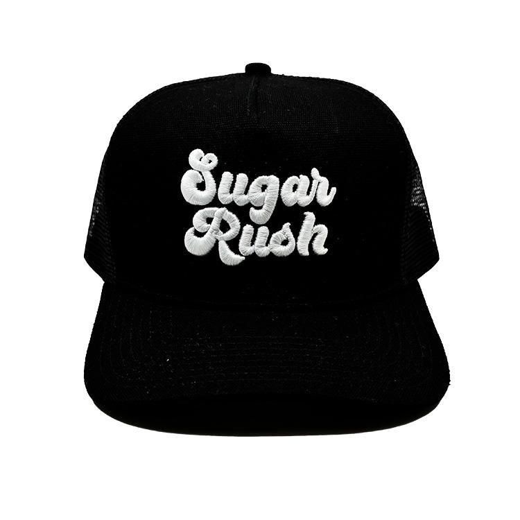 Sugar Rush Snapback ブラック ホワイトロゴ メッシュキャップ