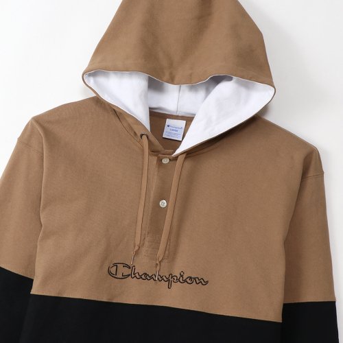 Champion LONG SLEEVE HOOD T-SHIRT[MOCHA/BLACK] - C3-R401 