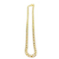 GOLD CUBAN NECKLACE 76cm (10mm) WITH RHINESTONE