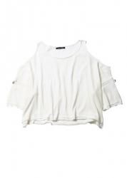 <img class='new_mark_img1' src='https://img.shop-pro.jp/img/new/icons41.gif' style='border:none;display:inline;margin:0px;padding:0px;width:auto;' />GAUZE SHOULDER SLIT TOP WHITE