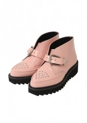 STUDS BUCKLE CREEPER ANKLE BOOTS PINK