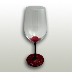 漆絵ワイングラス　赤富士