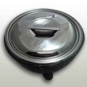 天粉カラット 黒油滴流し三ツ足鉢