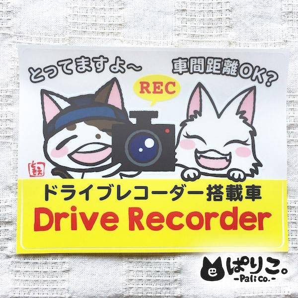 車用シールステッカー ドライブレコーダー搭載 ふりーだむコラボ ネコ雑貨 ハンドメイドアクセサリー ぱりこしょっぷ