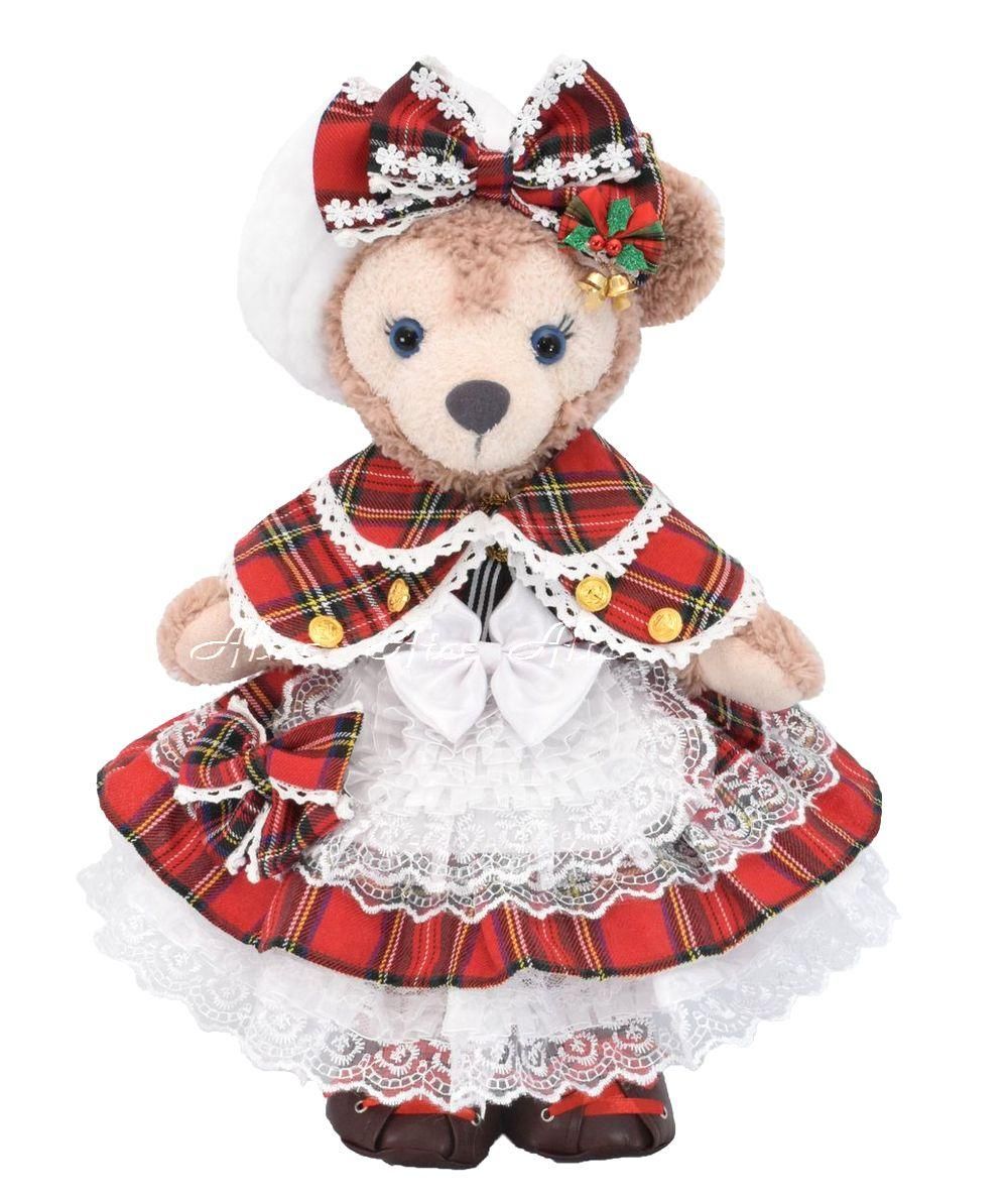 シェリーメイ用,ケープ付赤チェックドレス,クリスマス ｜ダッフィー