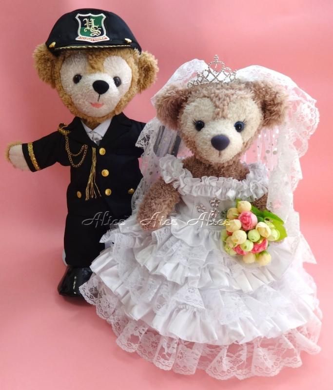 ダッフィーウエディング,警察官礼服＆純白ウエディングドレス k