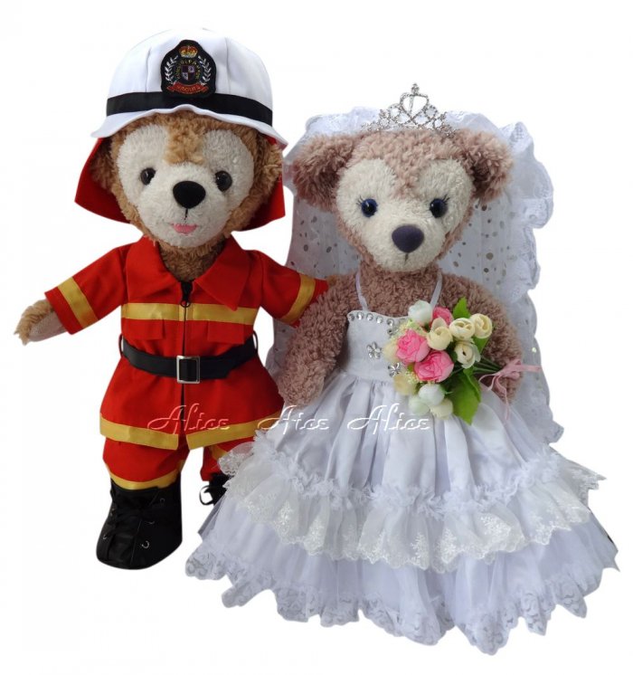 ダッフィー結婚式,消防士＆純白ウエディングドレス, ｜ダッフィー